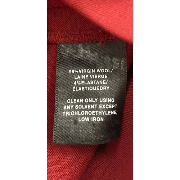 Lafayette 148 New York Stanton Pants Skinny Side Zip Wool Blend Dark Red Size 8 - Picture 6 of 6